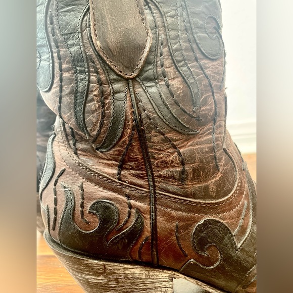 Old Gringo Cowboy Boots Brown Leather Embroidered Flame - Picture 4 of 12